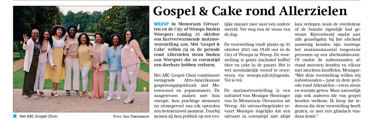 Weespernieuws Gospel & Cake Allerzielen